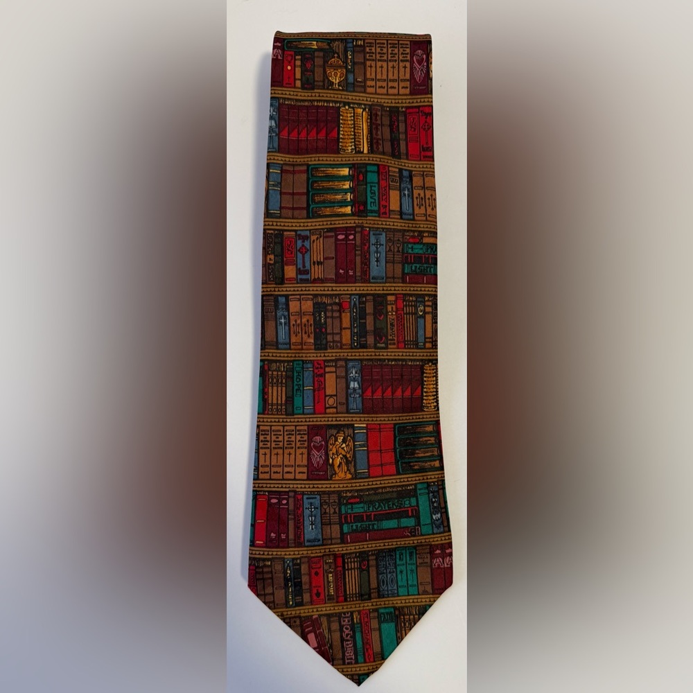 Book Shelf Mens Tie Book Worm Teacher Gifts Literature Necktie Booklover